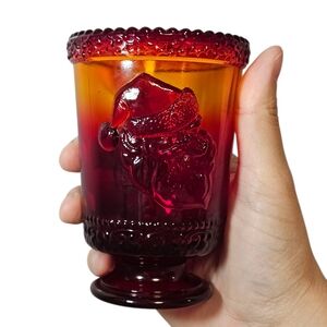 Vintage Mosser Glass Ruby Red Santa Claus 8oz Christmas Goblet